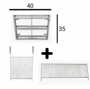 KIT SUPORTE SUSPENSO 40CM + GRELHA DE DESCANSO + GRELHA URUGUAIANA/ARAMADA