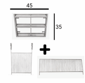 KIT SUPORTE SUSPENSO 45CM + GRELHA DE DESCANSO + GRELHA URUGUAIANA/ARAMADA