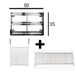 KIT SUPORTE SUSPENSO 50CM + GRELHA DE DESCANSO + GRELHA URUGUAIANA/ARAMADA