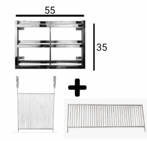KIT SUPORTE SUSPENSO 55CM + GRELHA DE DESCANSO + GRELHA URUGUAIANA/ARAMADA