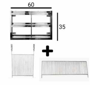 KIT SUPORTE SUSPENSO 60CM + GRELHA DE DESCANSO + GRELHA URUGUAIANA/ARAMADA