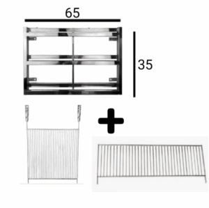 KIT SUPORTE SUSPENSO 65CM + GRELHA DE DESCANSO + GRELHA URUGUAIANA/ARAMADA